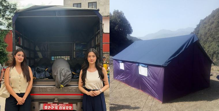 नीति र आश्माले बाढीपीडितलाई सहयोग गरे १५ लाखको राहत सामग्री